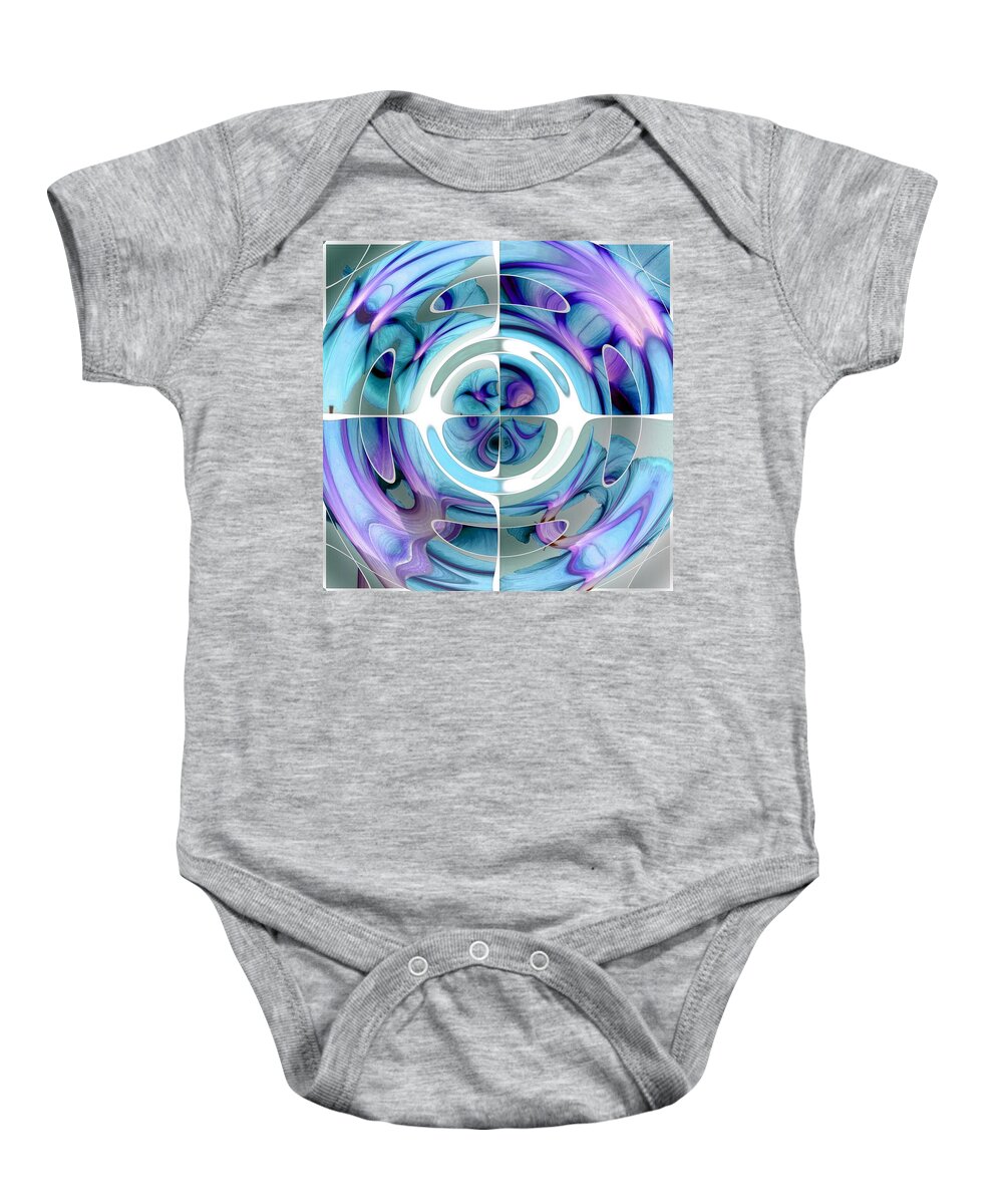 Turquoise Baby Onesie featuring the painting Turquoise and Purple Abstract Collage by Taiche Acrylic Art