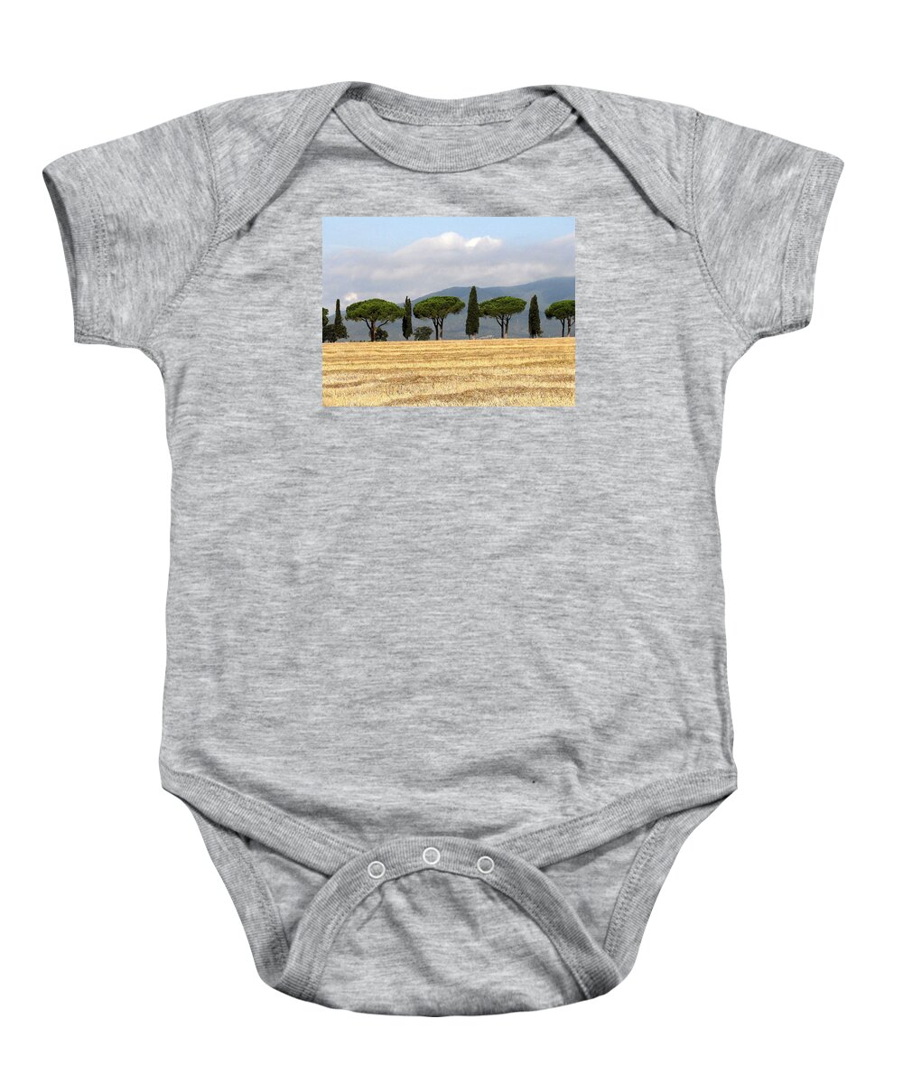 Tuscany Baby Onesie featuring the digital art Tuscany Trees by Julian Perry