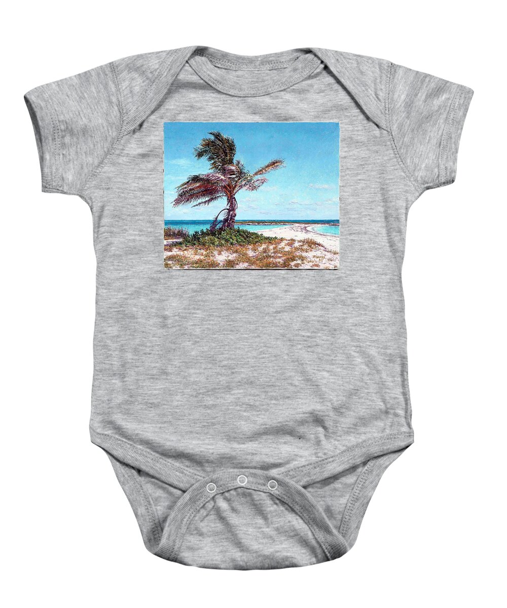 Eddie Baby Onesie featuring the painting Twin Cove Palm by Eddie Minnis