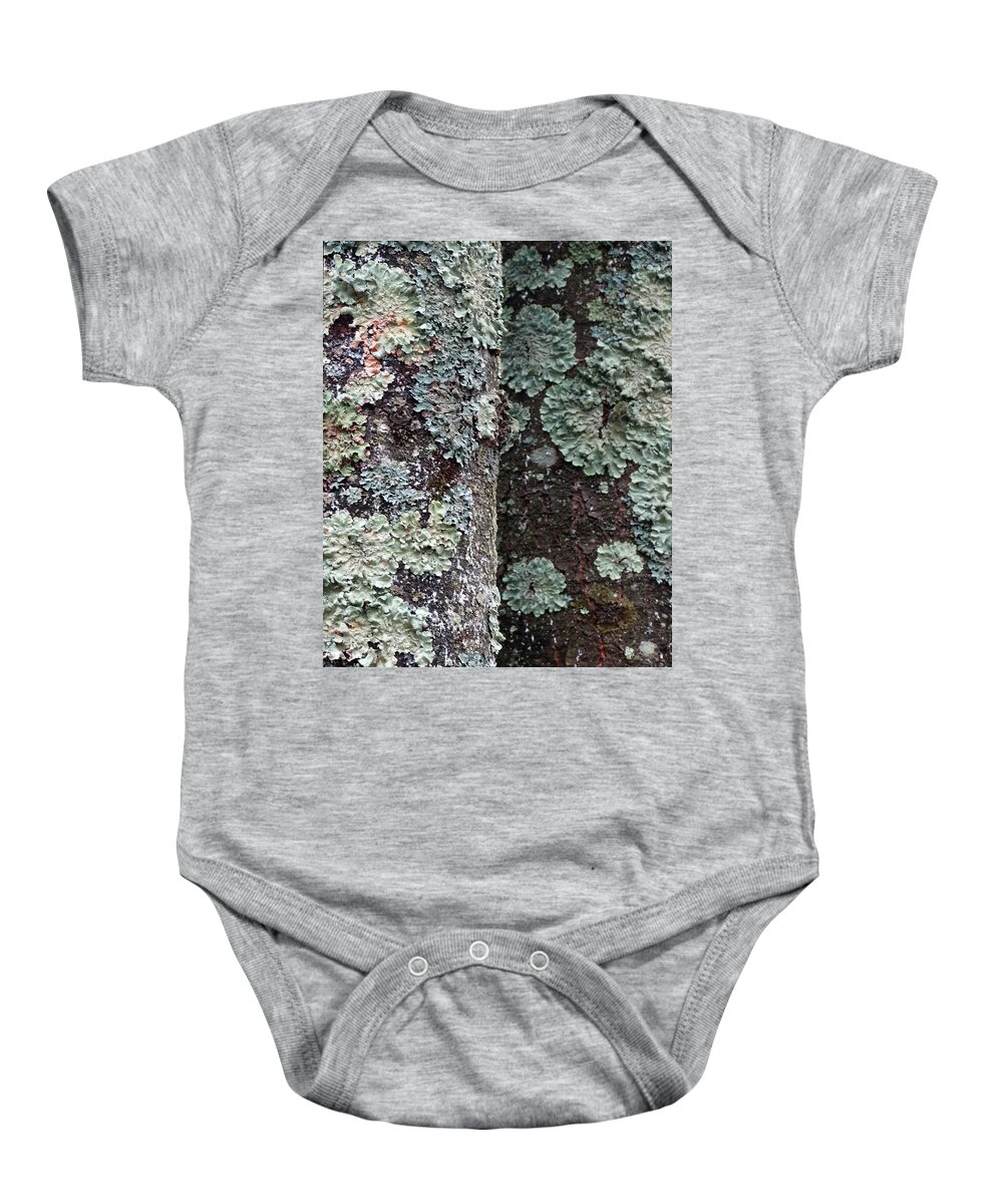 Twin Trees Baby Onesie featuring the photograph Twin Tree Lichen by David T Wilkinson