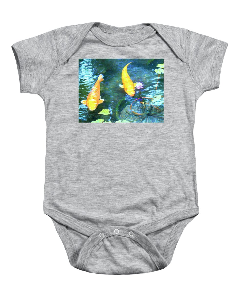 Koi Baby Onesie featuring the painting Two Koi by Dominic Piperata