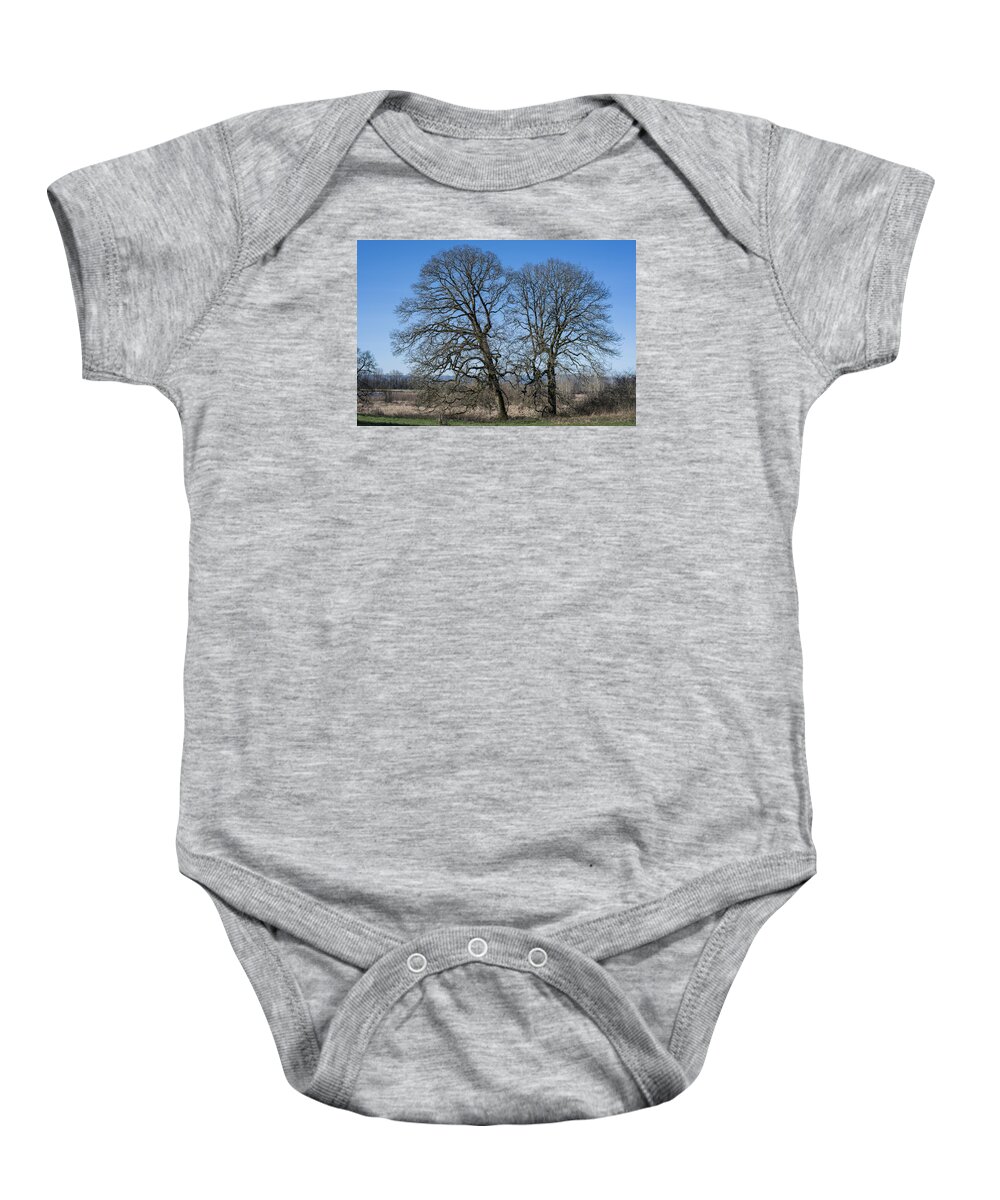 Landscape Baby Onesie featuring the photograph Two Oaks by Robert Potts