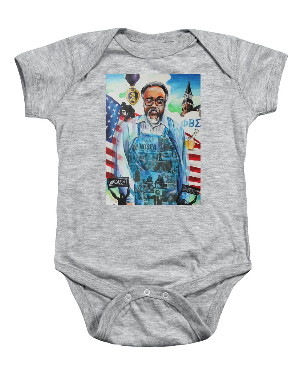 Hosea Williams Baby Onesie featuring the painting Unbought And Unbossed by Henry Blackmon