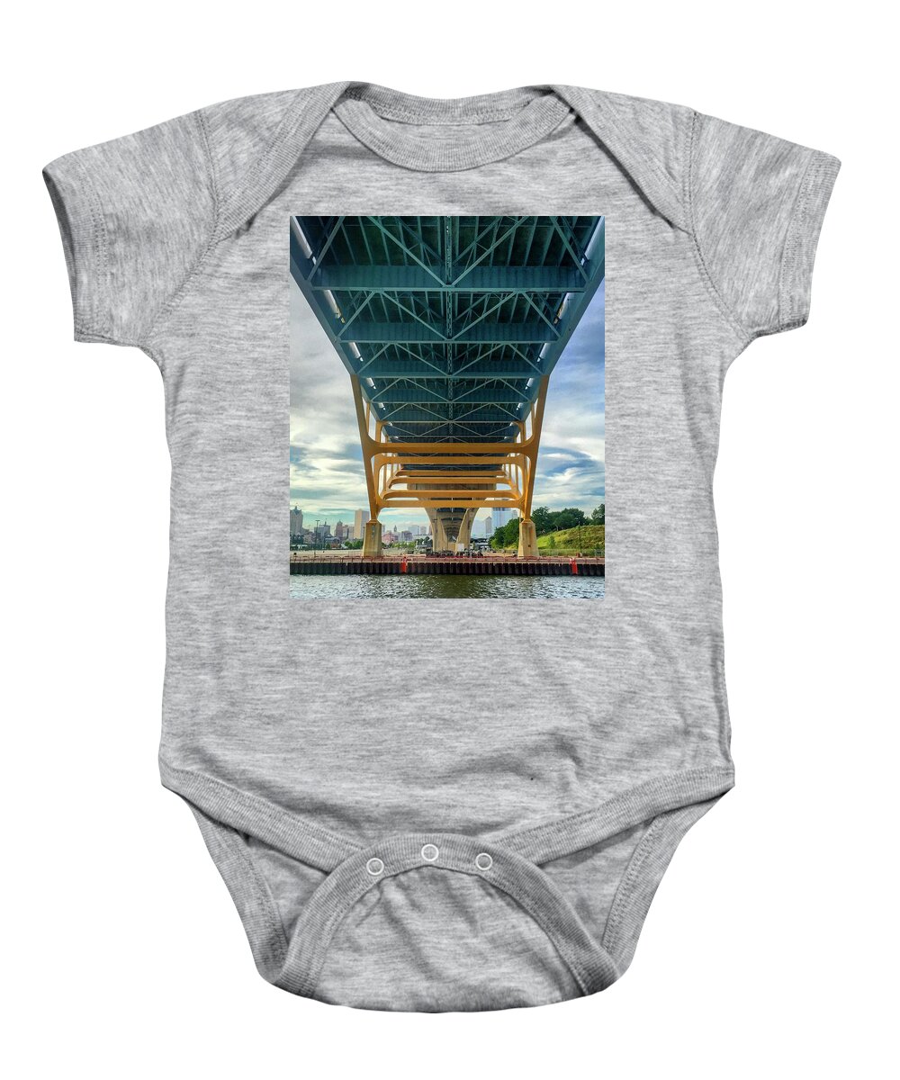 Lake Baby Onesie featuring the photograph Under the Bridge Downtown by Terri Hart-Ellis