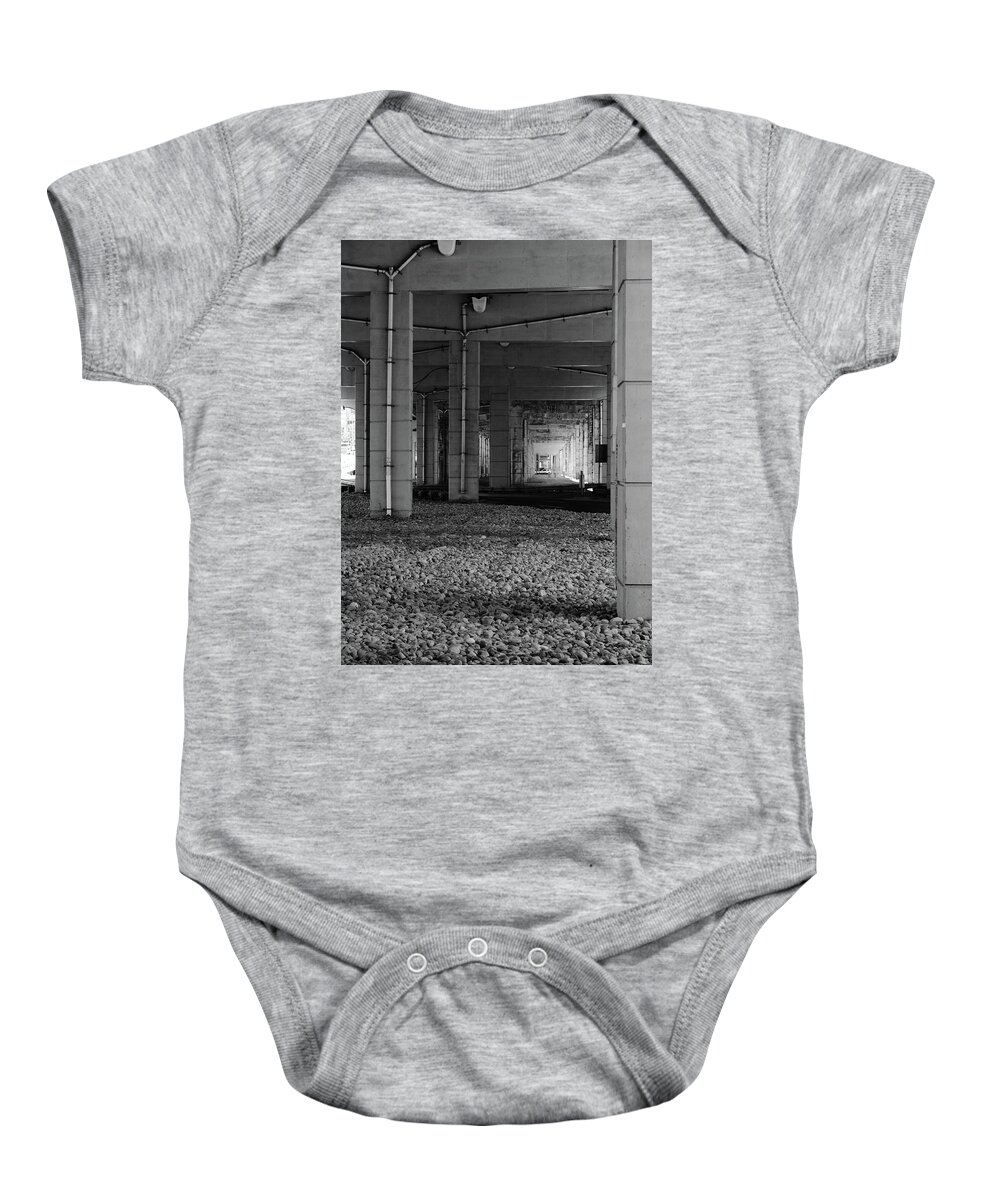 Black Baby Onesie featuring the photograph Under The Gardiner by Kreddible Trout