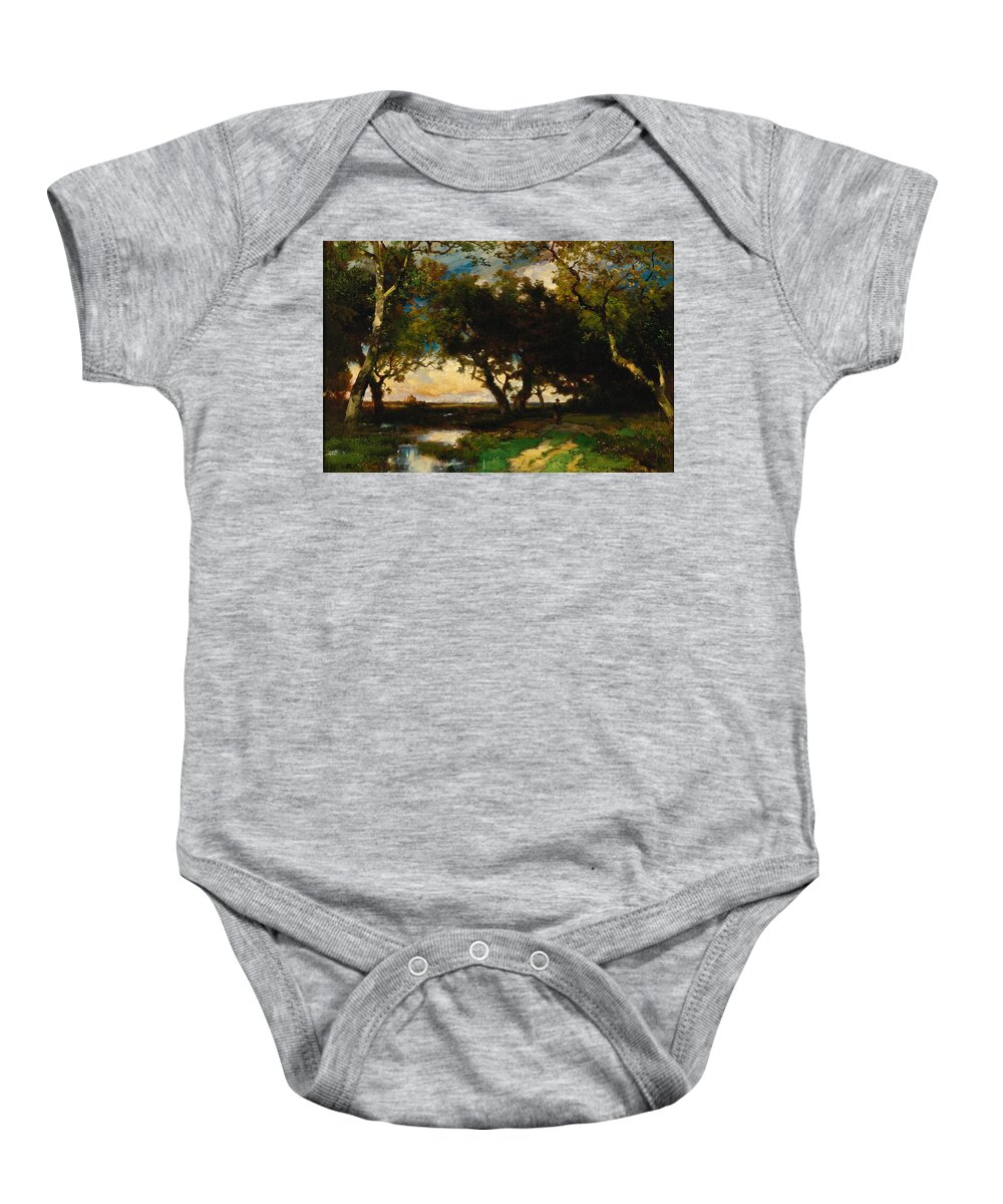 Thomas Moran Baby Onesie featuring the painting Under the Trees by Thomas Moran