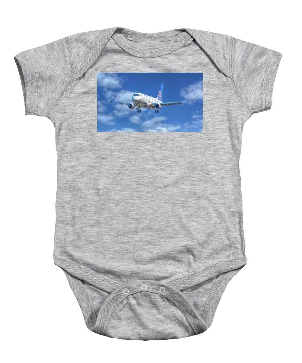 Aviation Baby Onesie featuring the photograph United by Guy Whiteley