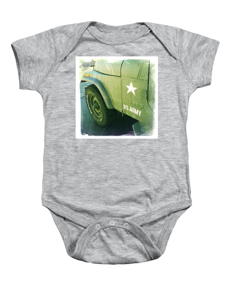 Us Army Jeep Baby Onesie featuring the photograph US Army Jeep by Nina Prommer