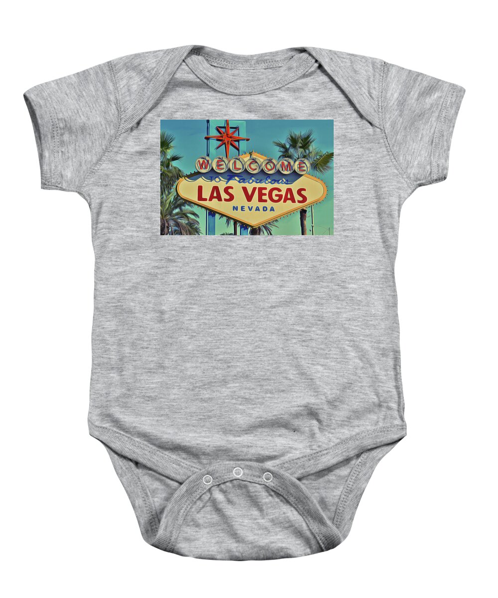 Vegas Baby Onesie featuring the painting Vegas by Harry Warrick