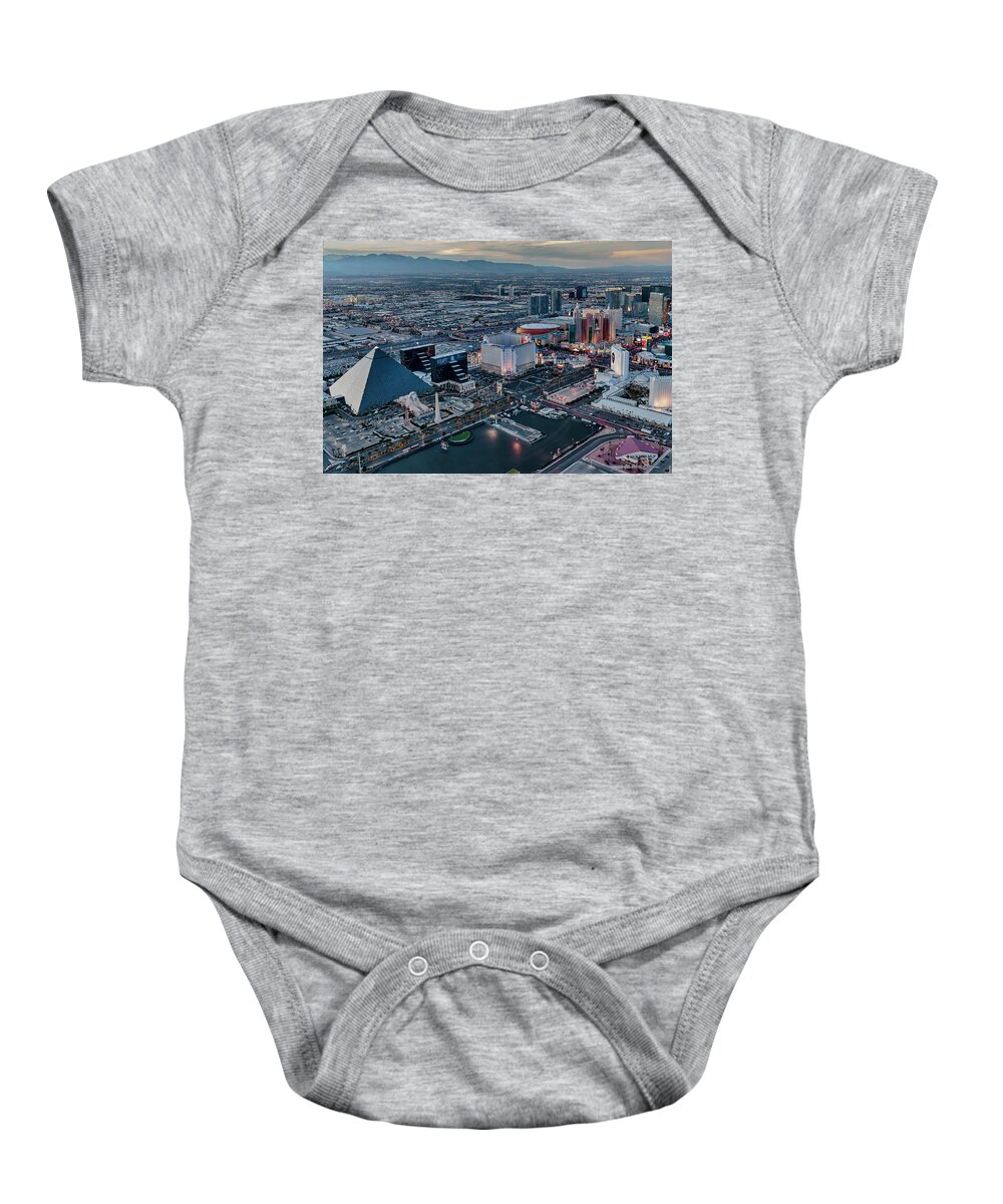 Las Vegas Baby Onesie featuring the photograph Vegas Strip Aerial by Susan Candelario