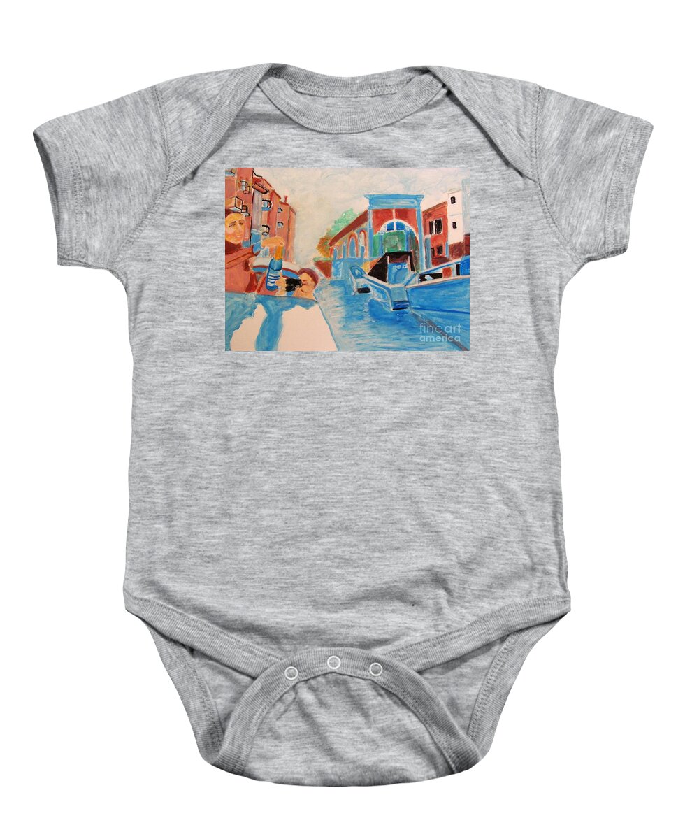 Venice Celebration Baby Onesie featuring the painting Venice Celebration by Stanley Morganstein