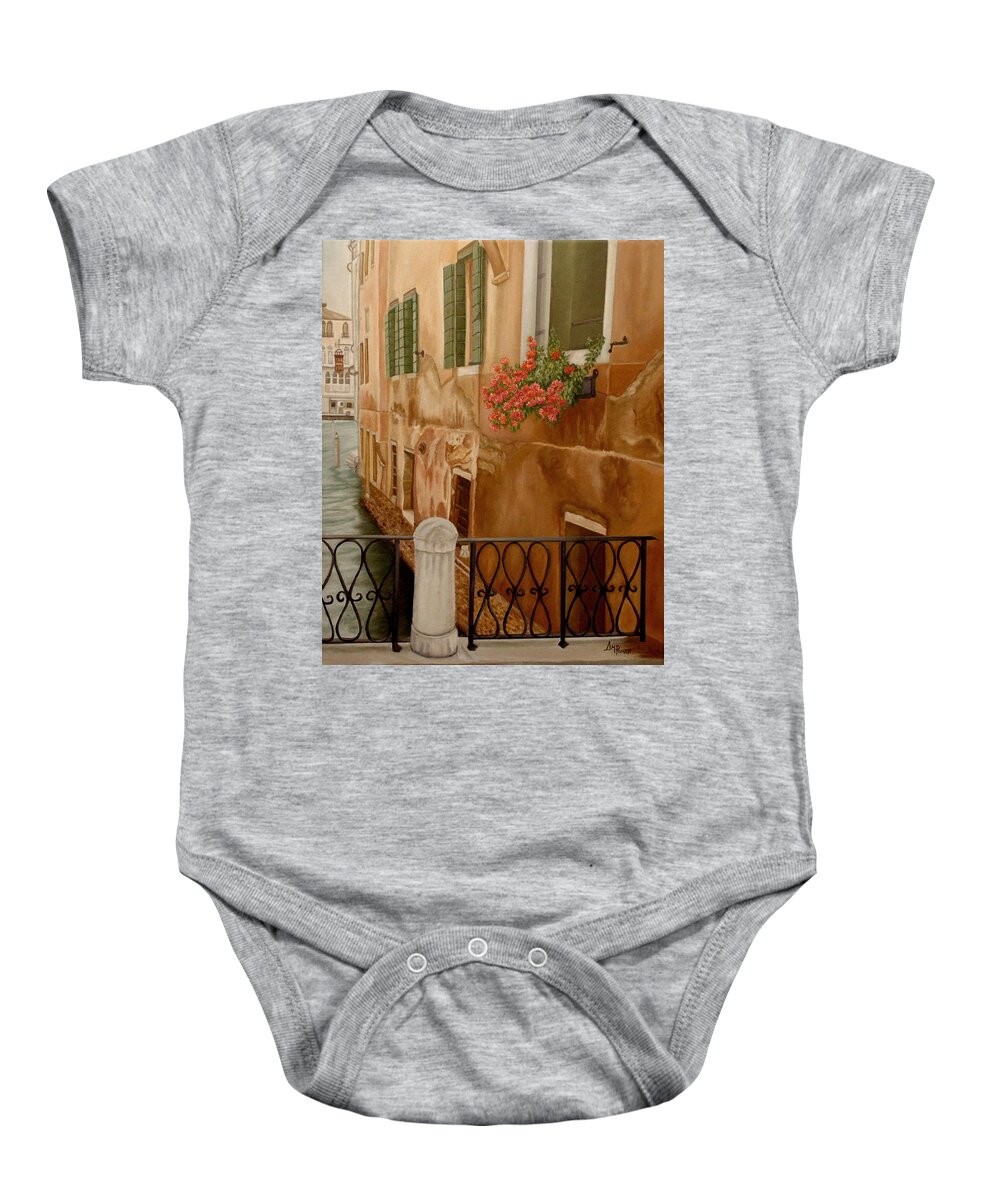 Venice Baby Onesie featuring the painting Venice In June by Angeles M Pomata