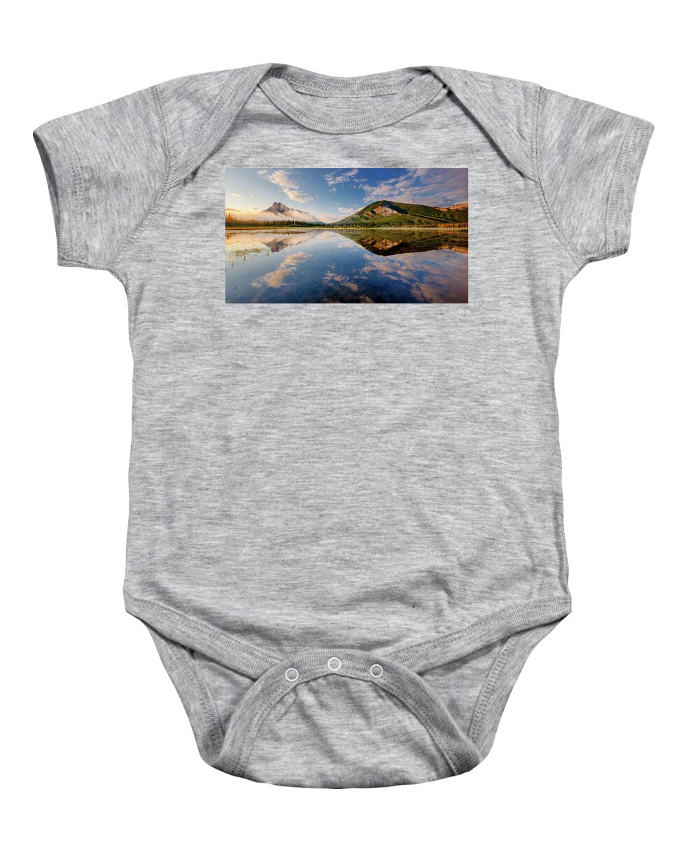 Alberta Baby Onesie featuring the photograph Vermilion Reflections by Neil Shapiro