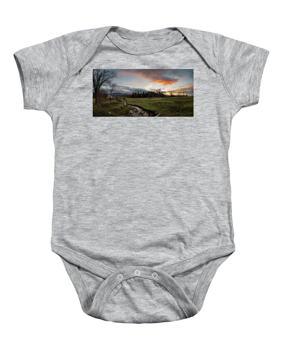 Vermont Baby Onesie featuring the photograph Vermont Sunset by Natalie Rotman Cote