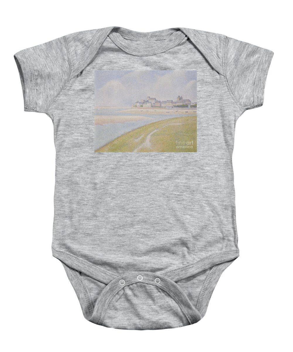 Seurat Baby Onesie featuring the painting View of Le Crotoy, from Upstream, 1889 by Georges Pierre Seurat