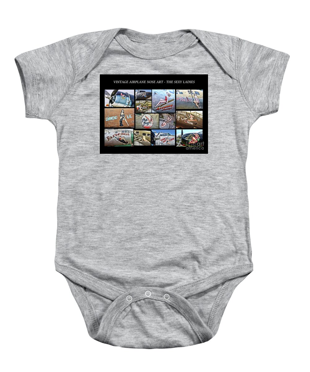 Paul Ward Baby Onesie featuring the photograph Vintage Airplane Nose Art - The Sexy Ladies by Paul Ward