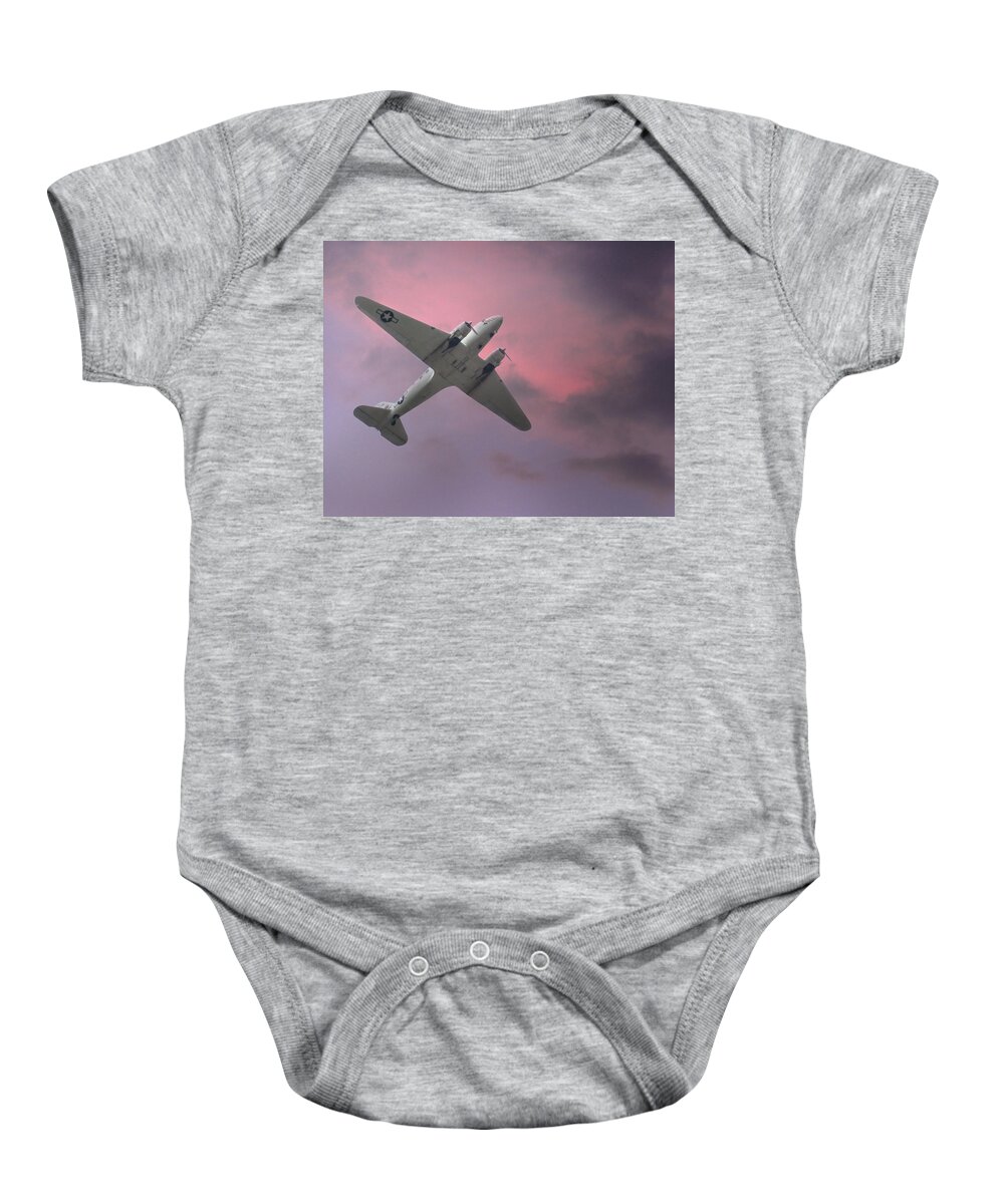 Airplane Baby Onesie featuring the photograph Vintage Navy Prop Plane by David and Carol Kelly
