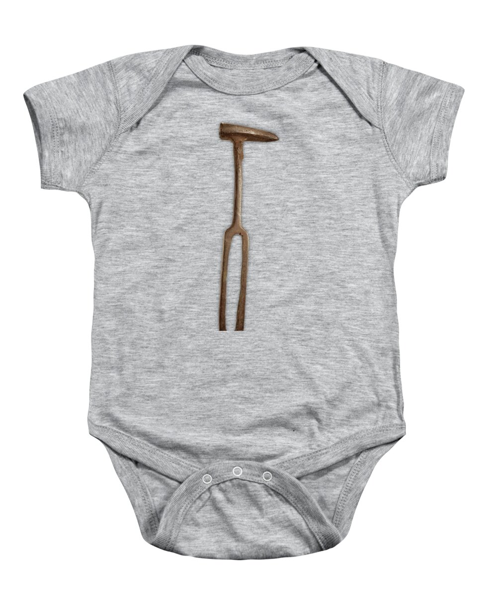 Vintage Hammer Baby Onesie featuring the photograph Vintage Rustic Hammer Floating On White by YoPedro