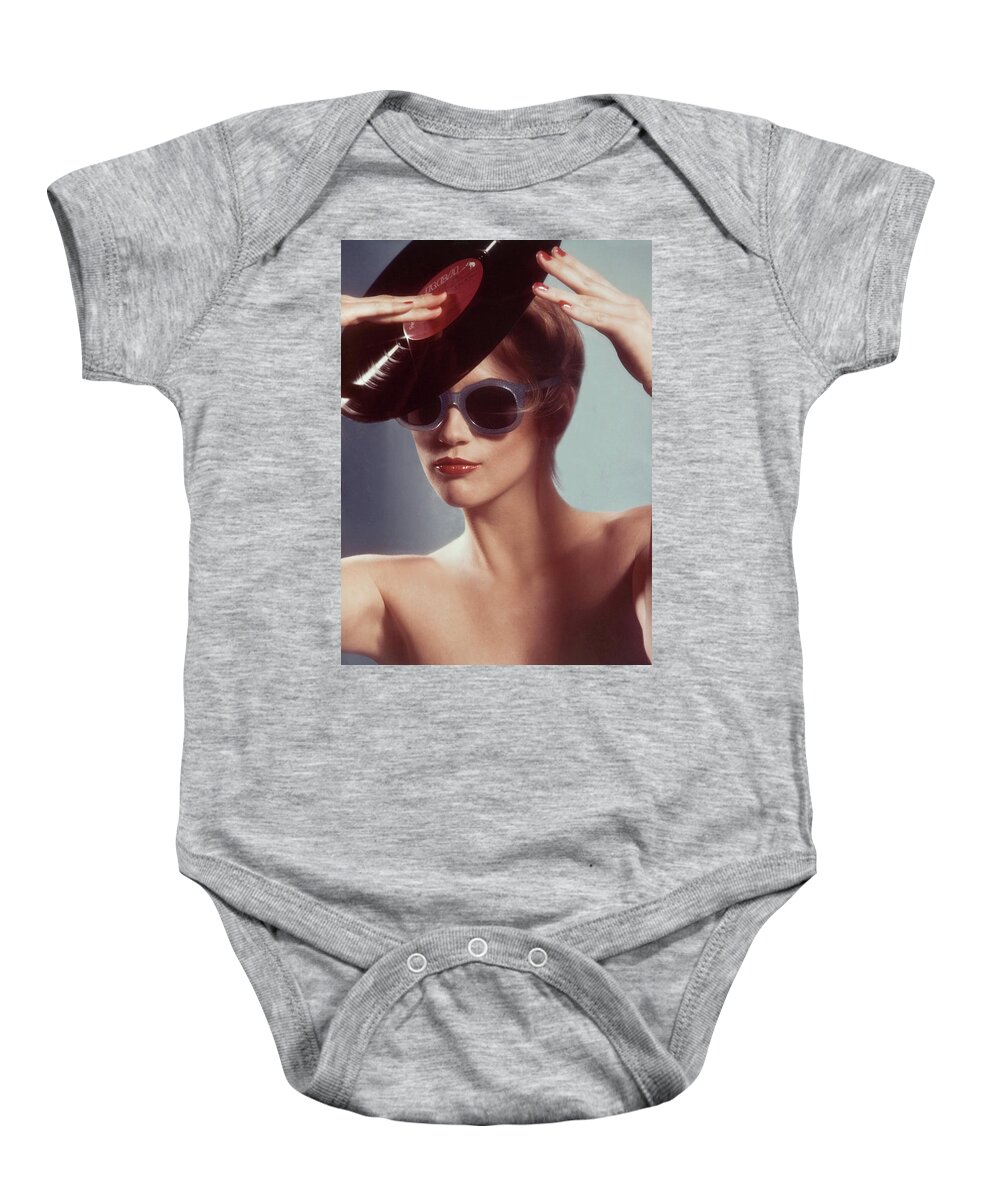 Vinyl Baby Onesie featuring the photograph Vinyl Record Hat 1983 by Steve Ladner