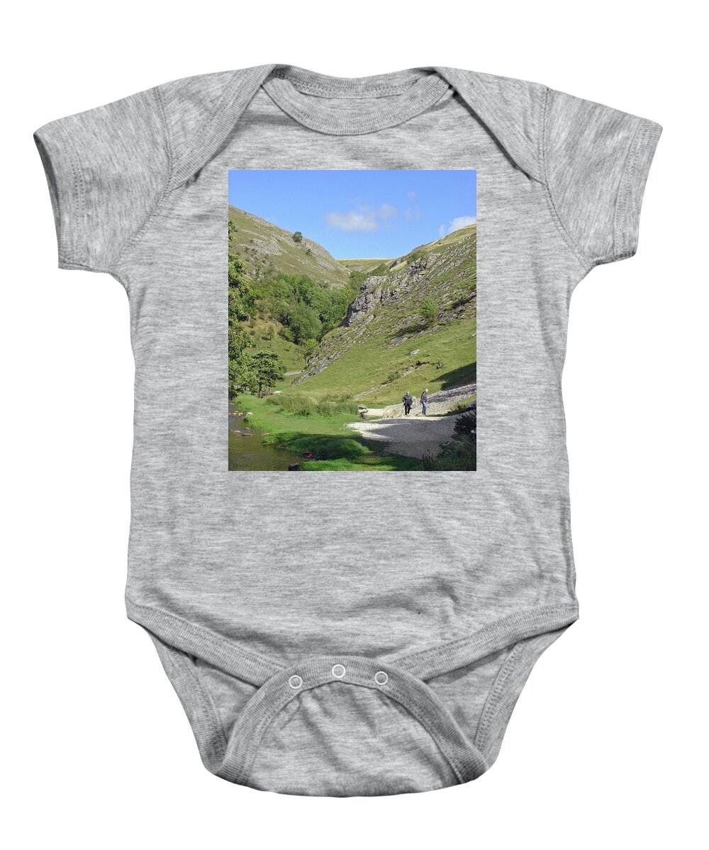 Dovedale Baby Onesie featuring the photograph Walkers At Dovedale by Rod Johnson