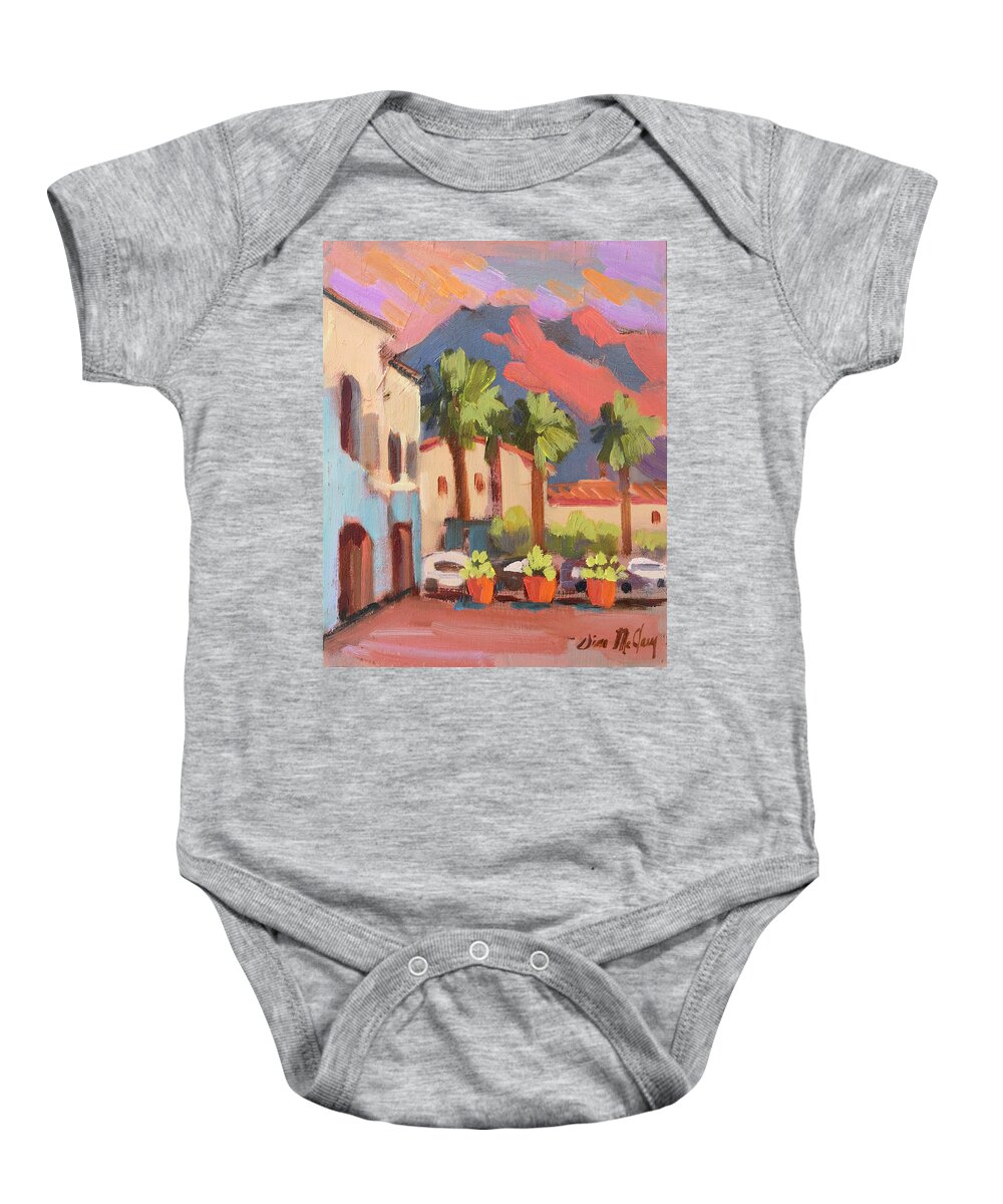 Old Town Baby Onesie featuring the painting Walking Area in Old Town La Quinta by Diane McClary