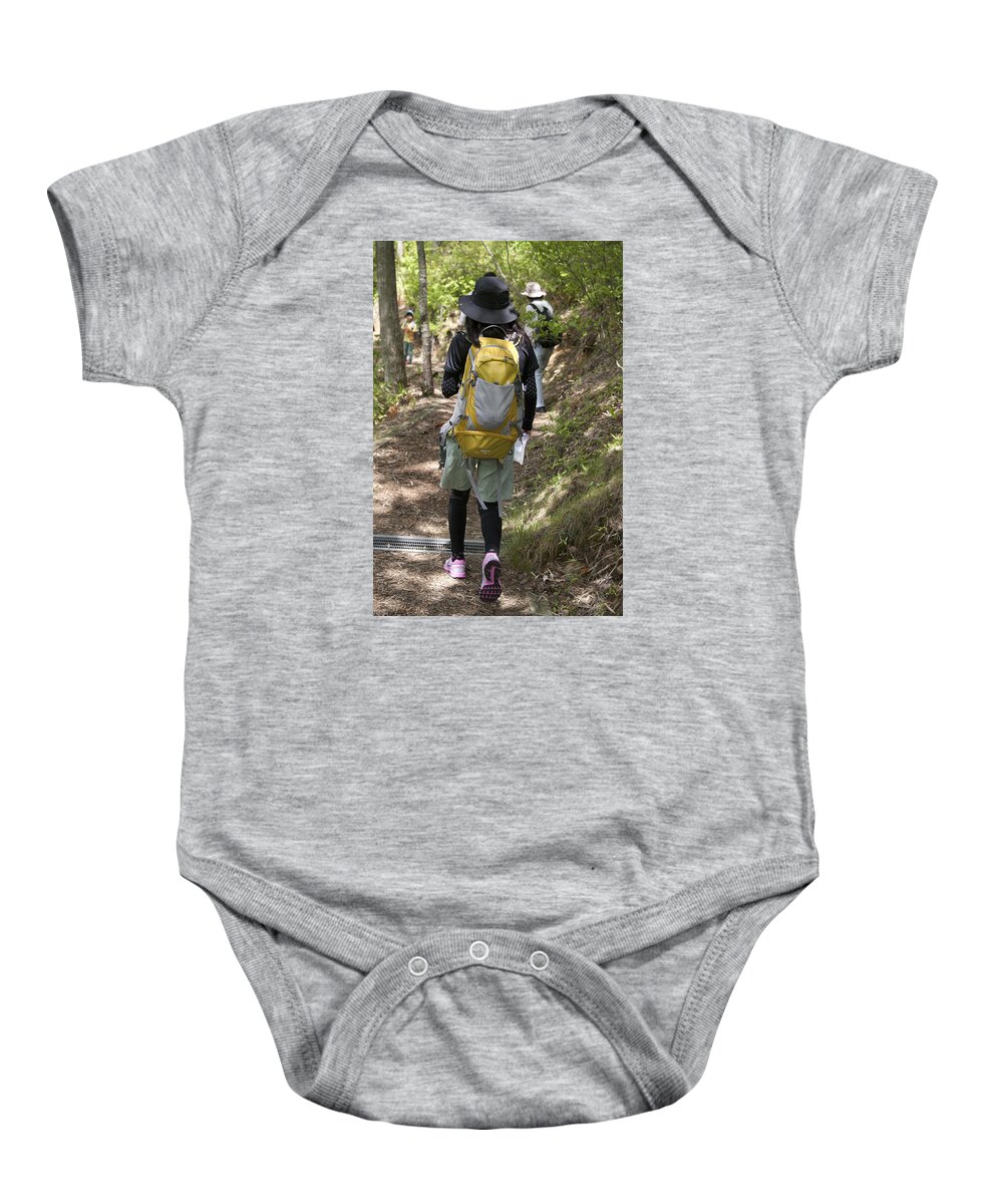 Family Baby Onesie featuring the drawing Walking Down by Masami Iida