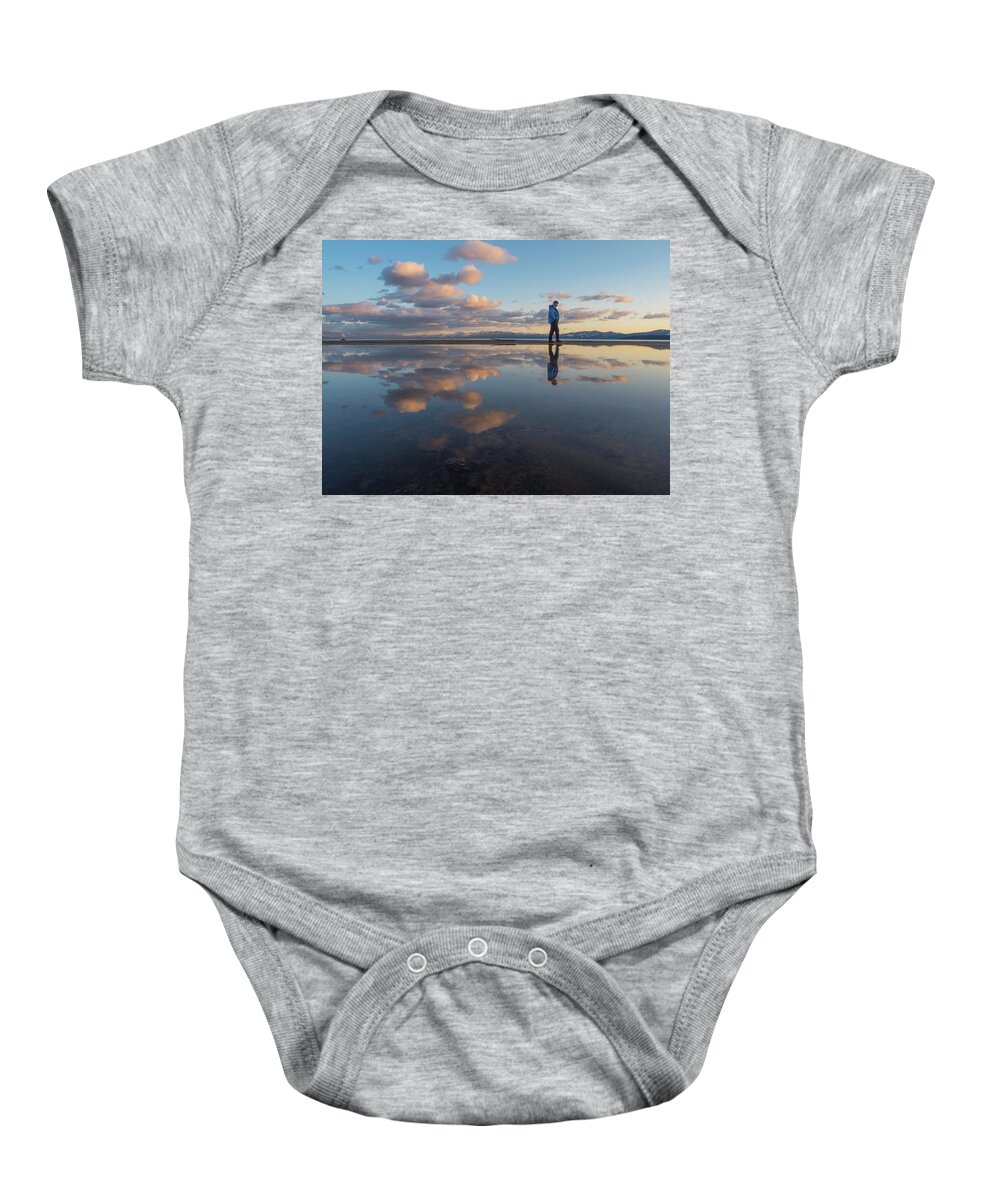 Usa Baby Onesie featuring the photograph Walking in the sunset by Martin Gollery