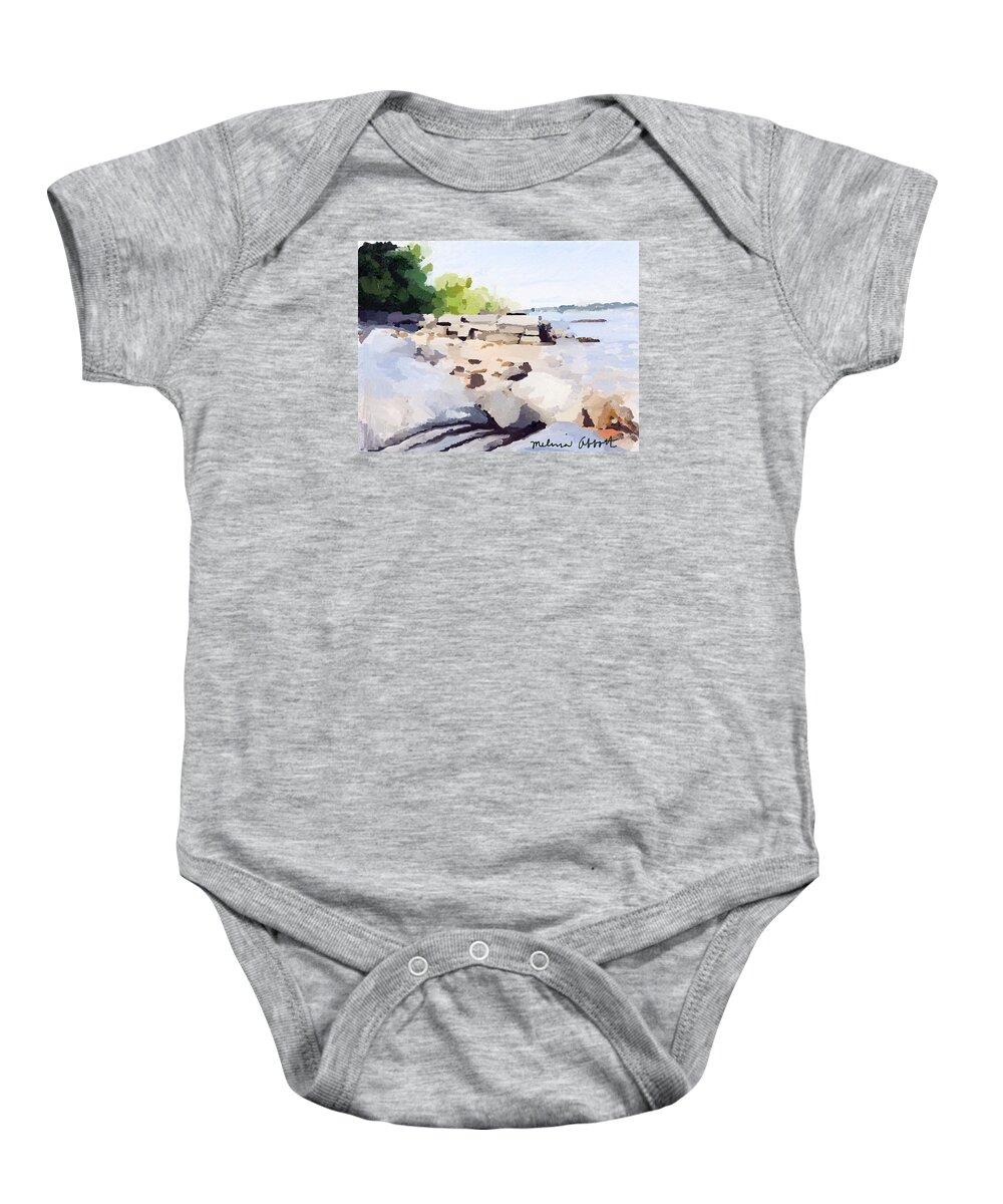  Baby Onesie featuring the photograph Wall and Beach at Ten Pound Island by Melissa Abbott