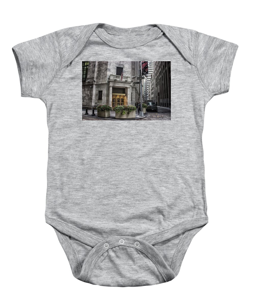Street Baby Onesie featuring the photograph Wall Street by Martin Newman