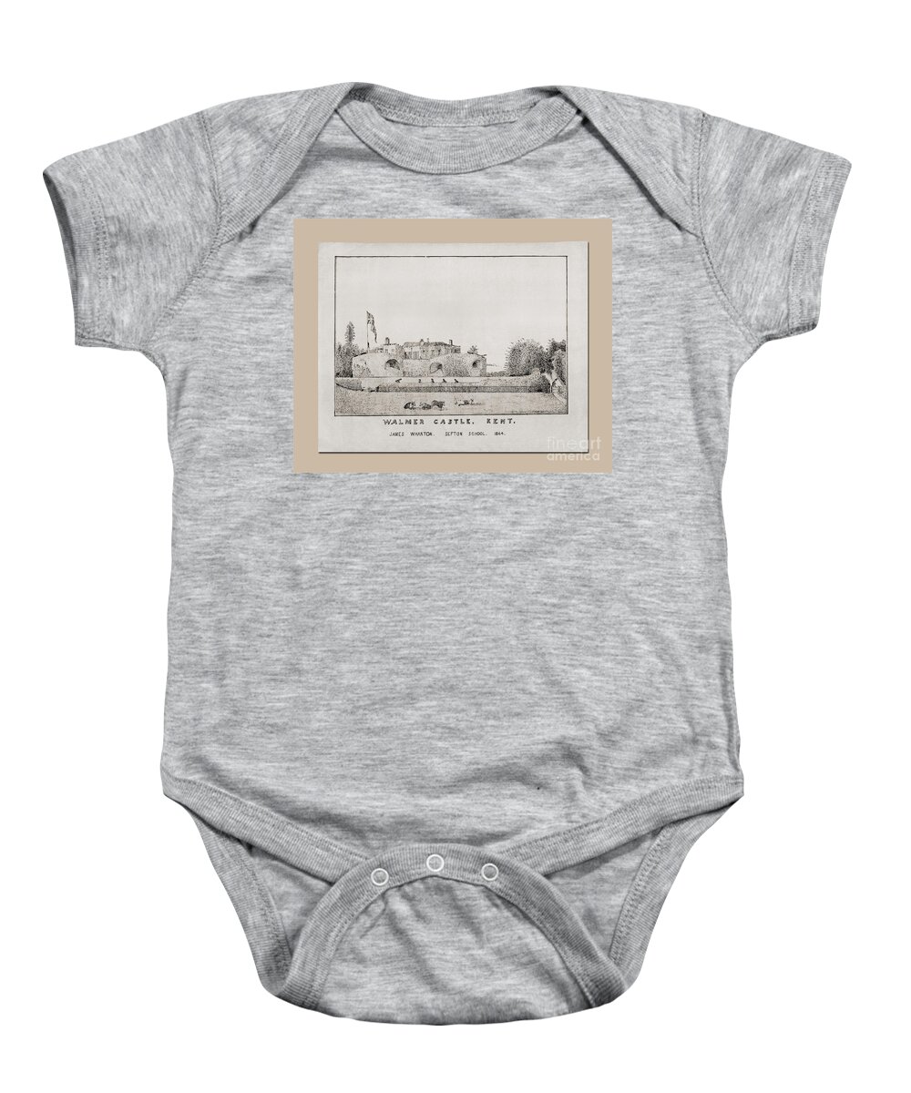 Walmer Castle Kent Baby Onesie featuring the drawing Walmer Castle Kent by Donna L Munro