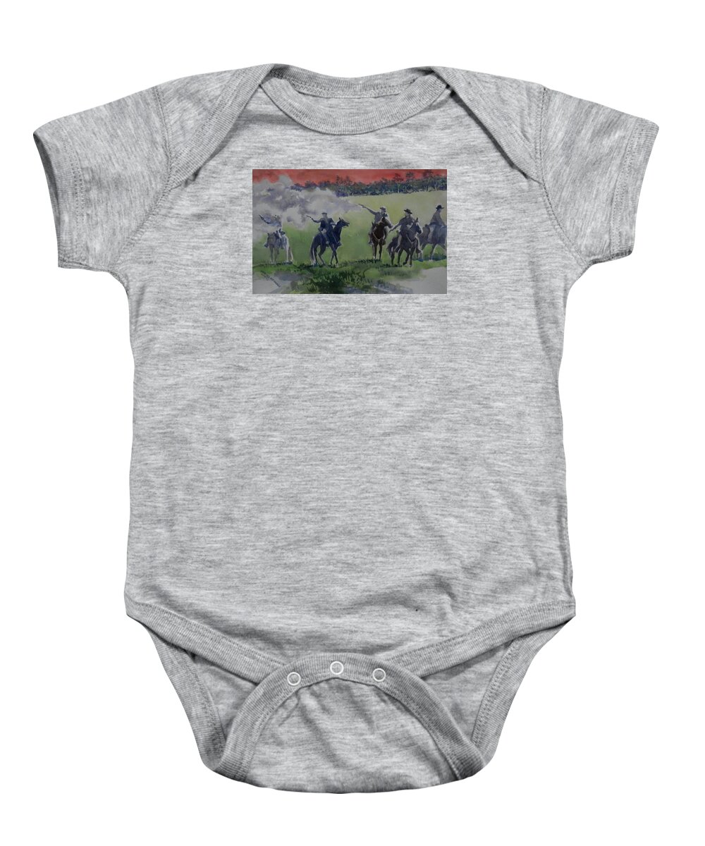 Civil War Baby Onesie featuring the painting War Sky by Martha Tisdale