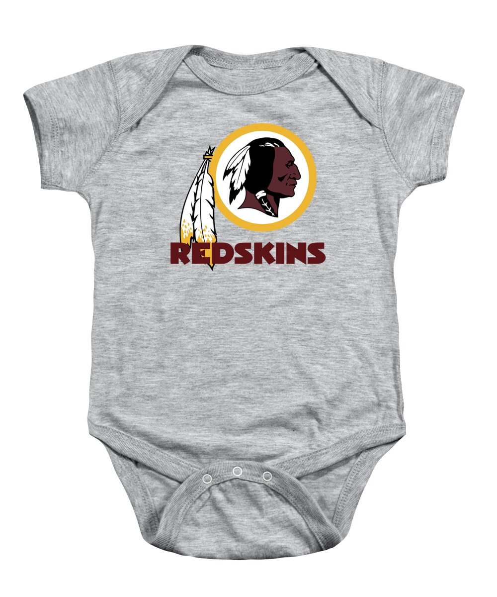 Washington Baby Onesie featuring the mixed media Washington Redskins Translucent Steel by Movie Poster Prints