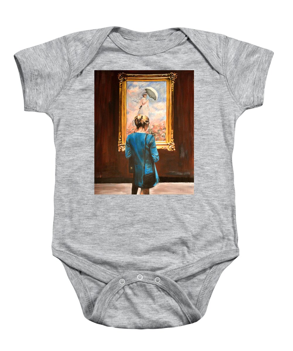 Monet Baby Onesie featuring the painting Watching Monet by Escha Van den bogerd