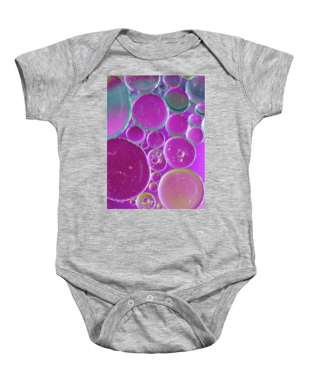 Water Baby Onesie featuring the photograph Water and oil bubbles by Andy Myatt