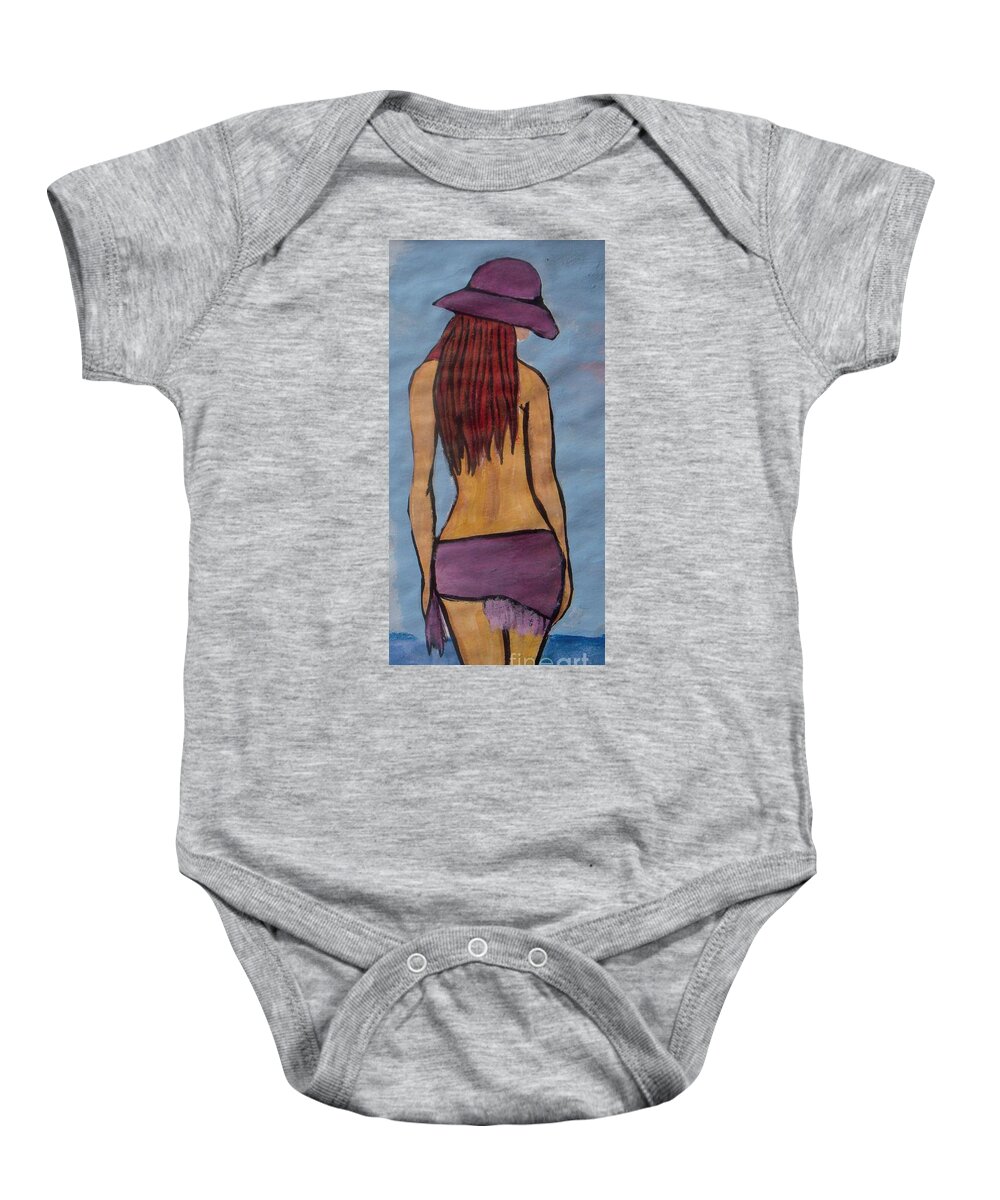 Portrait Baby Onesie featuring the painting Water is cool by Vesna Antic