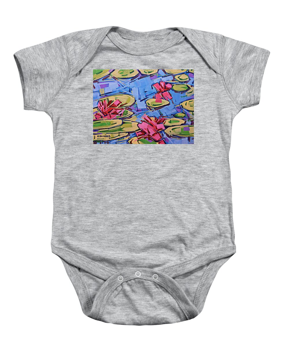 Water Lilies Flowers Baby Onesie featuring the painting Water lilies by Enrique Zaldivar