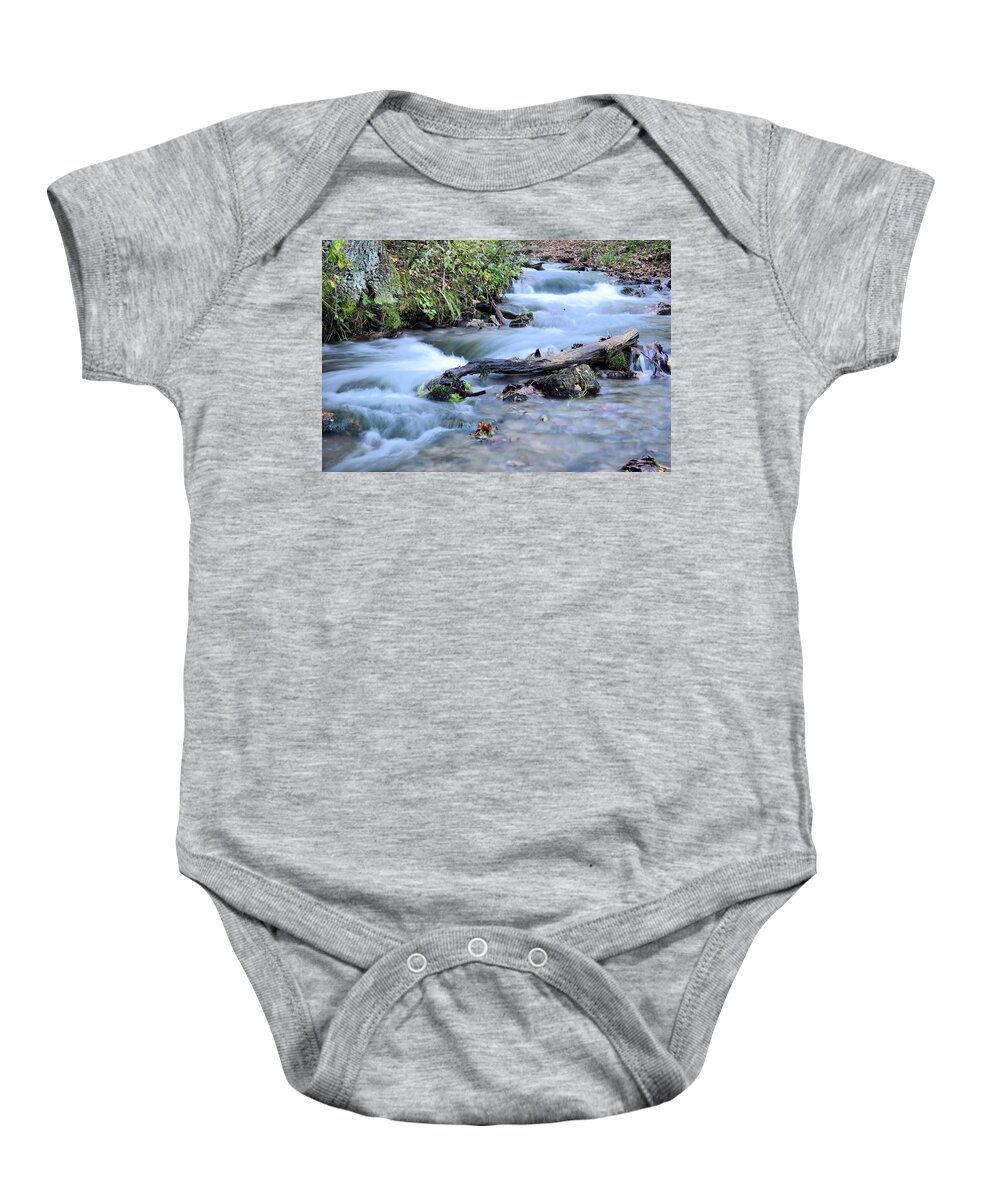 Water Baby Onesie featuring the photograph Water Log by Bonfire Photography