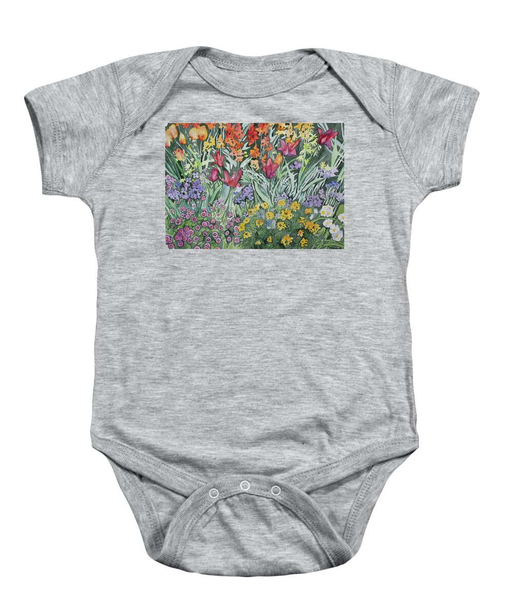 Empress Hotel Baby Onesie featuring the painting Watercolor - Empress Hotel Gardens by Cascade Colors