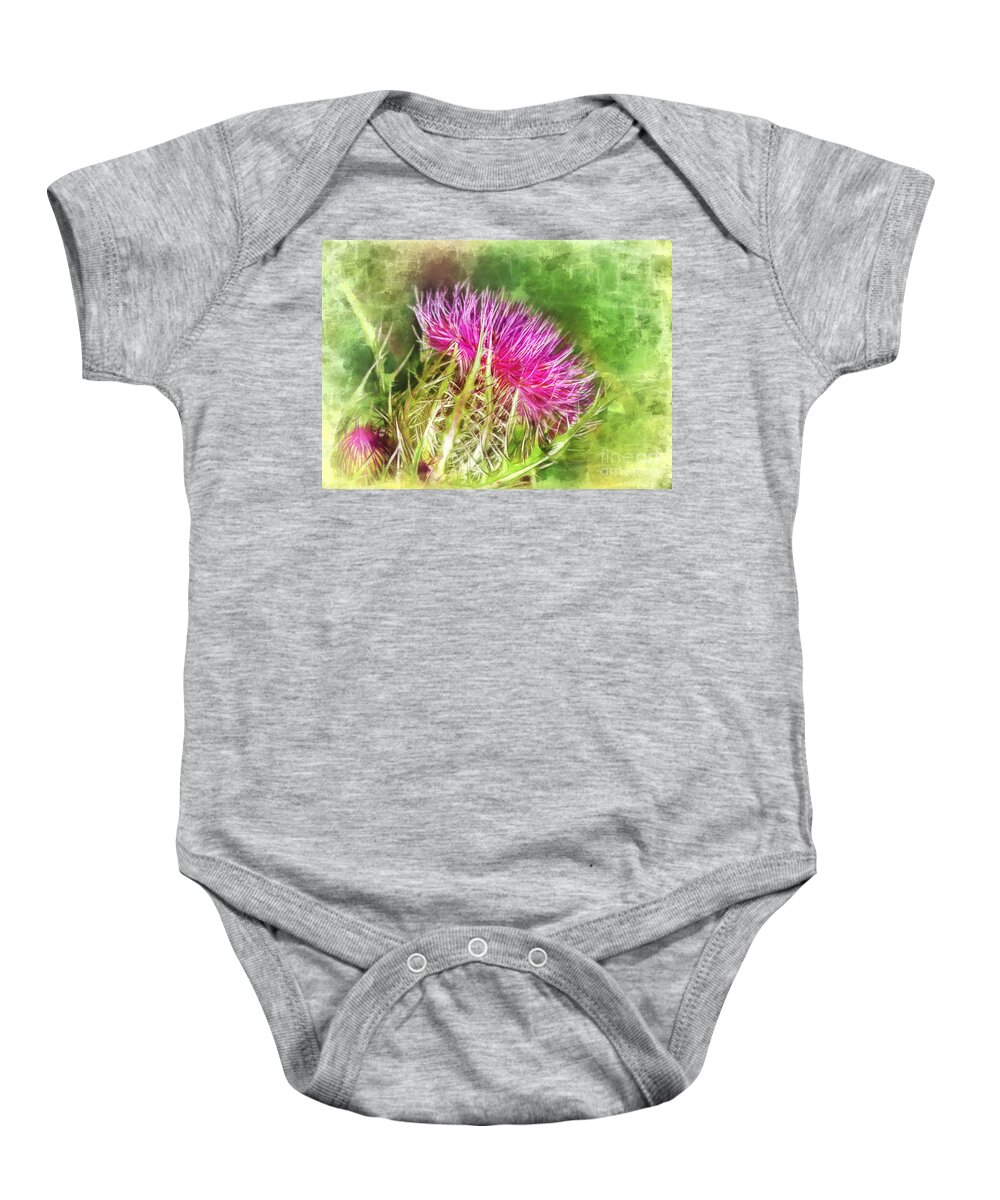 Thistle Baby Onesie featuring the photograph Watercolor Thistle by Judi Bagwell