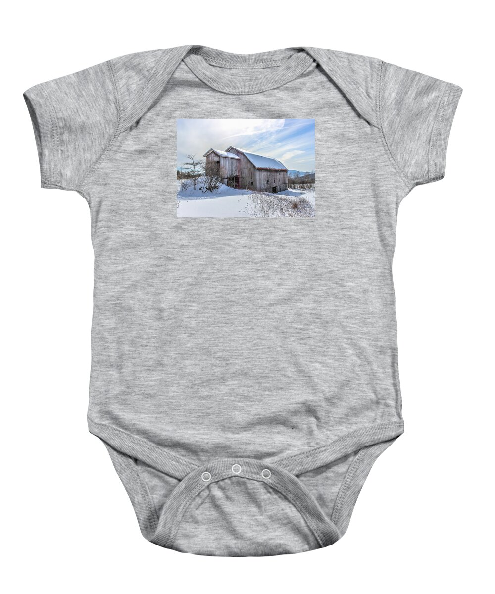 Barn Baby Onesie featuring the photograph Waterford Barn in Winter by Tim Kirchoff