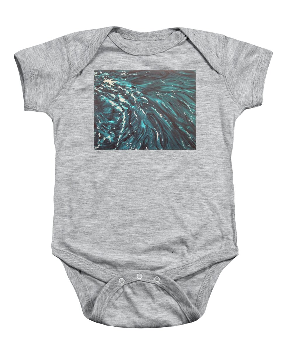 Water Baby Onesie featuring the painting Waves - Turquoise by Neslihan Ergul Colley