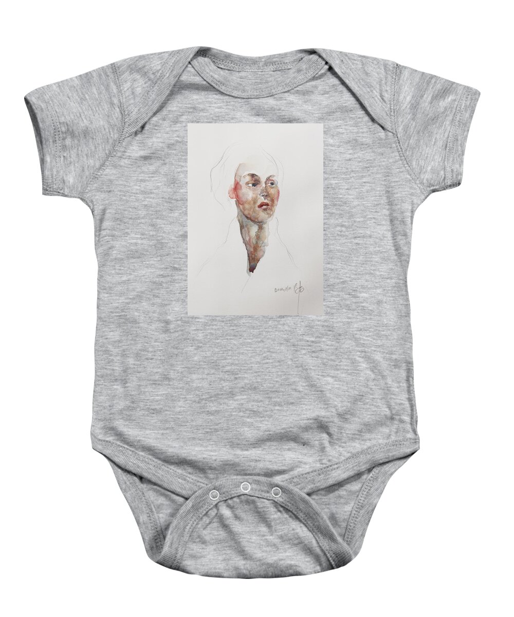 Watercolor Baby Onesie featuring the painting WC Mini Portrait 4       by Becky Kim