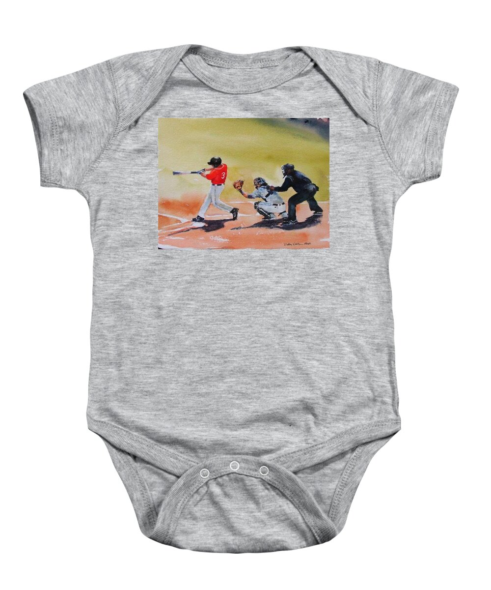 Willian Carey University Baby Onesie featuring the painting WCU at the plate by Bobby Walters