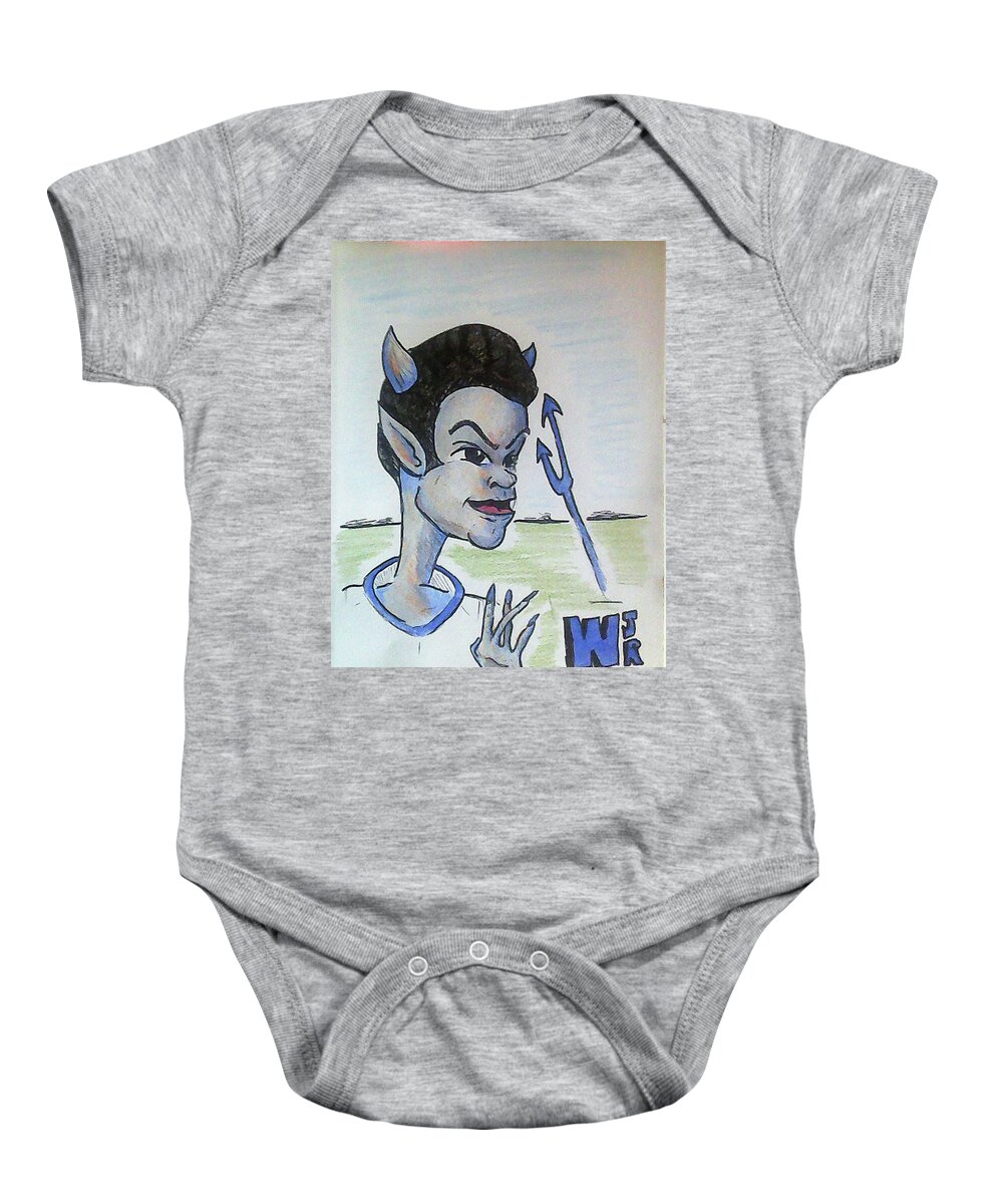 Imps Baby Onesie featuring the drawing West Jr by Loretta Nash