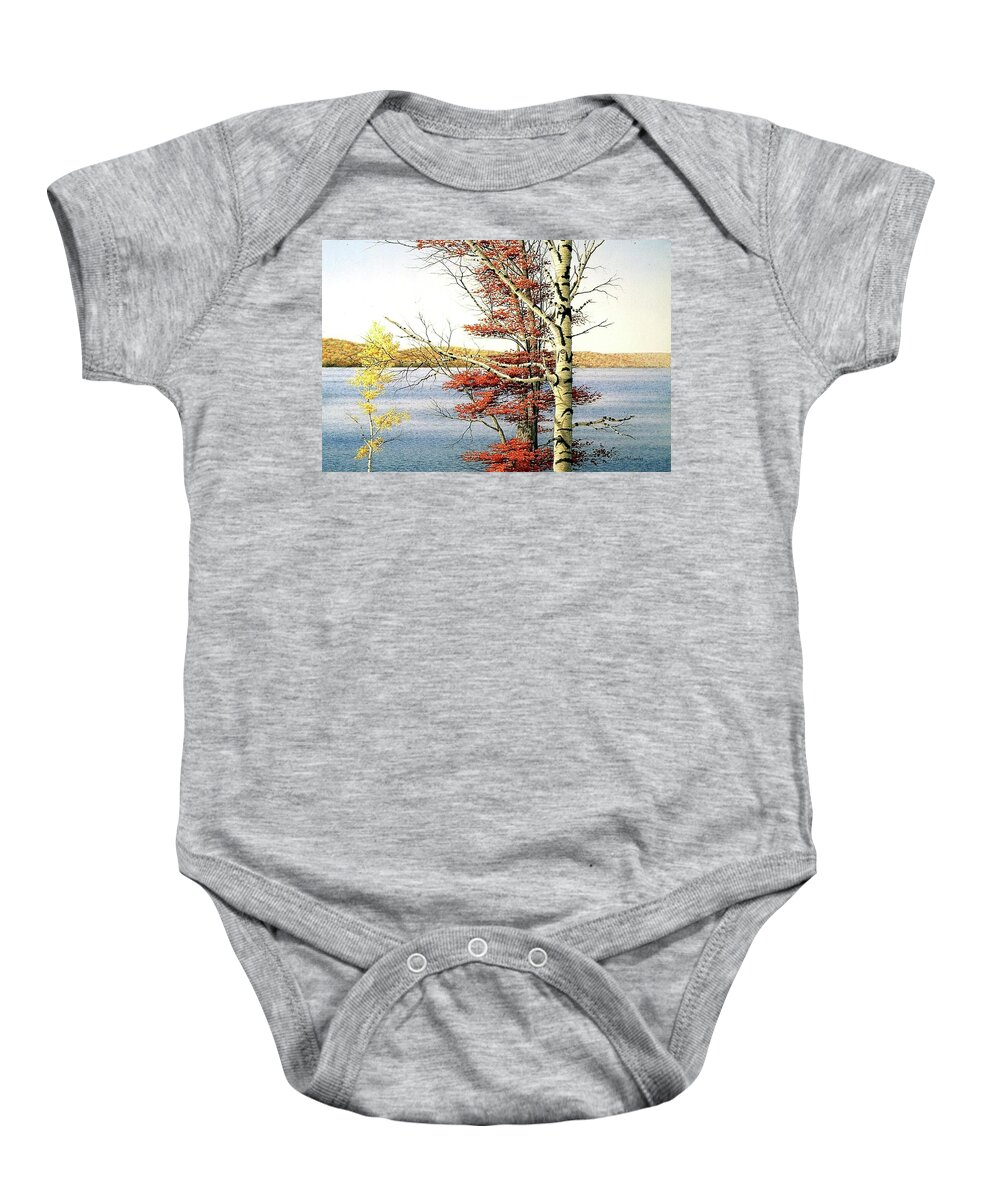 Autumn Baby Onesie featuring the painting What a View. by Conrad Mieschke