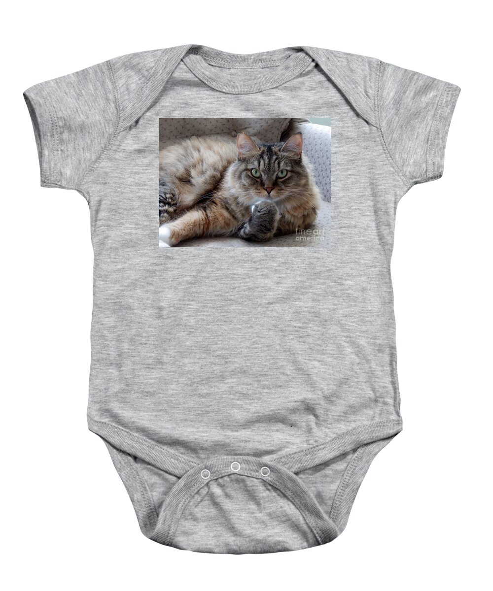 Cat Baby Onesie featuring the photograph What Did You Say? by Marcia Lee Jones