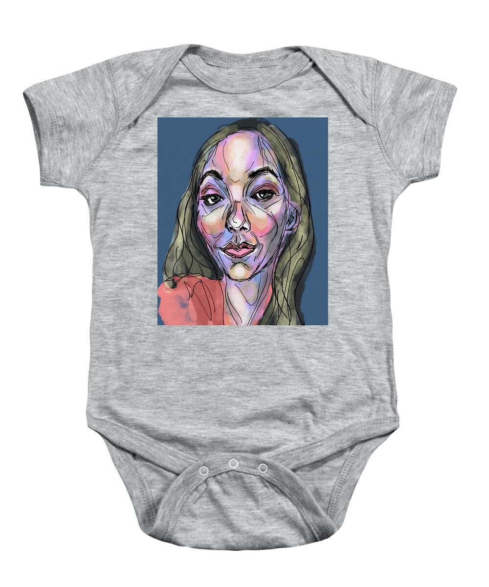 Portrait Baby Onesie featuring the digital art What Do You Think by Michael Kallstrom