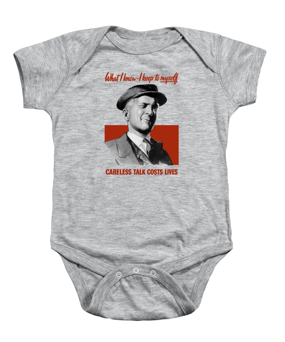 Ww2 Baby Onesie featuring the painting What I Know I Keep To Myself by War Is Hell Store