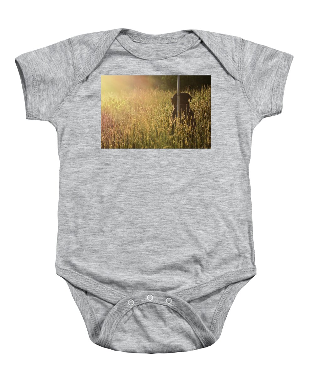Sundown Baby Onesie featuring the photograph Watching The Sun Go Down by Sue Capuano