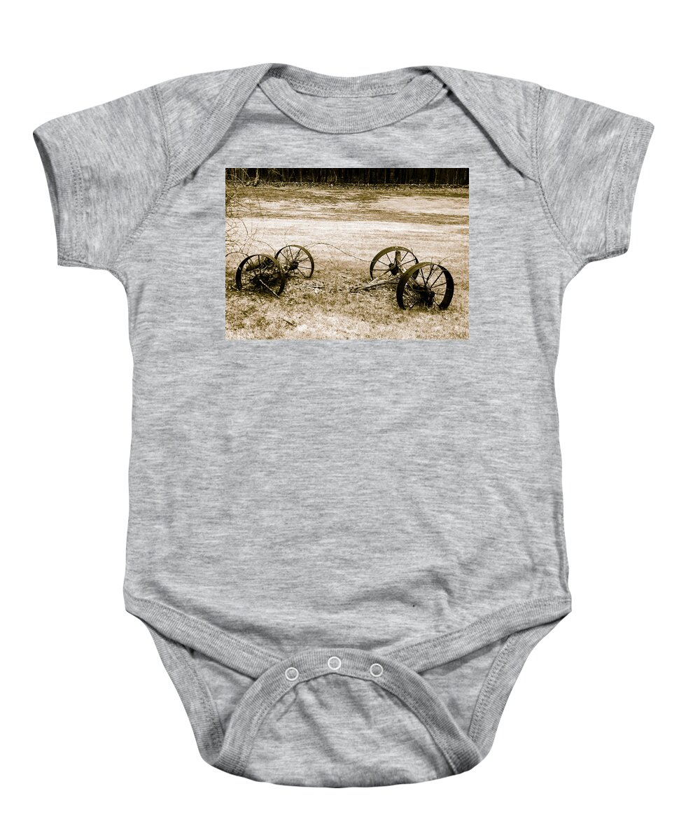 Antique Baby Onesie featuring the photograph Wheels of the Past by Robert McKay Jones